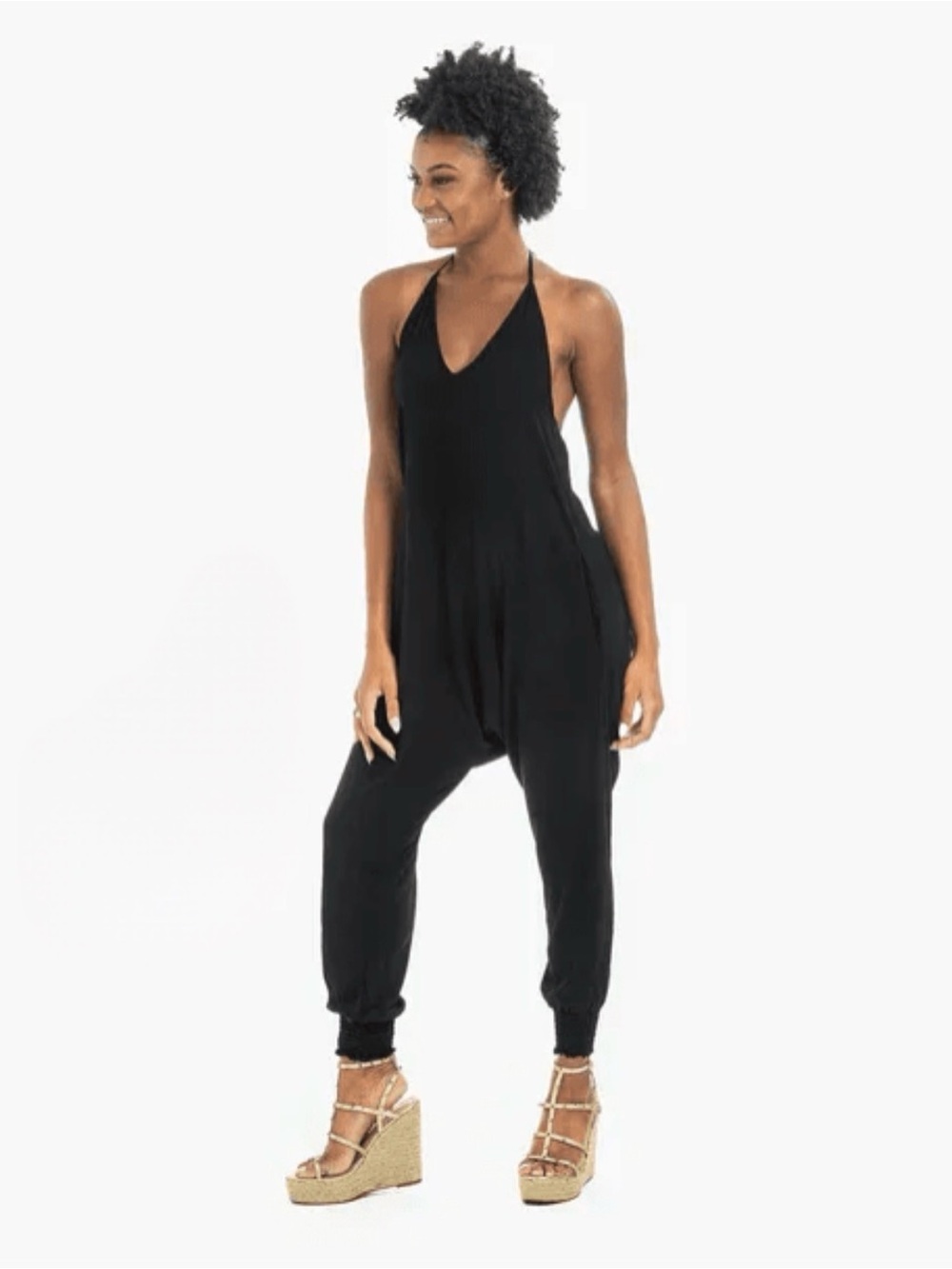 Buddha Pants Savannah Solid Harem Jumpsuit in Black